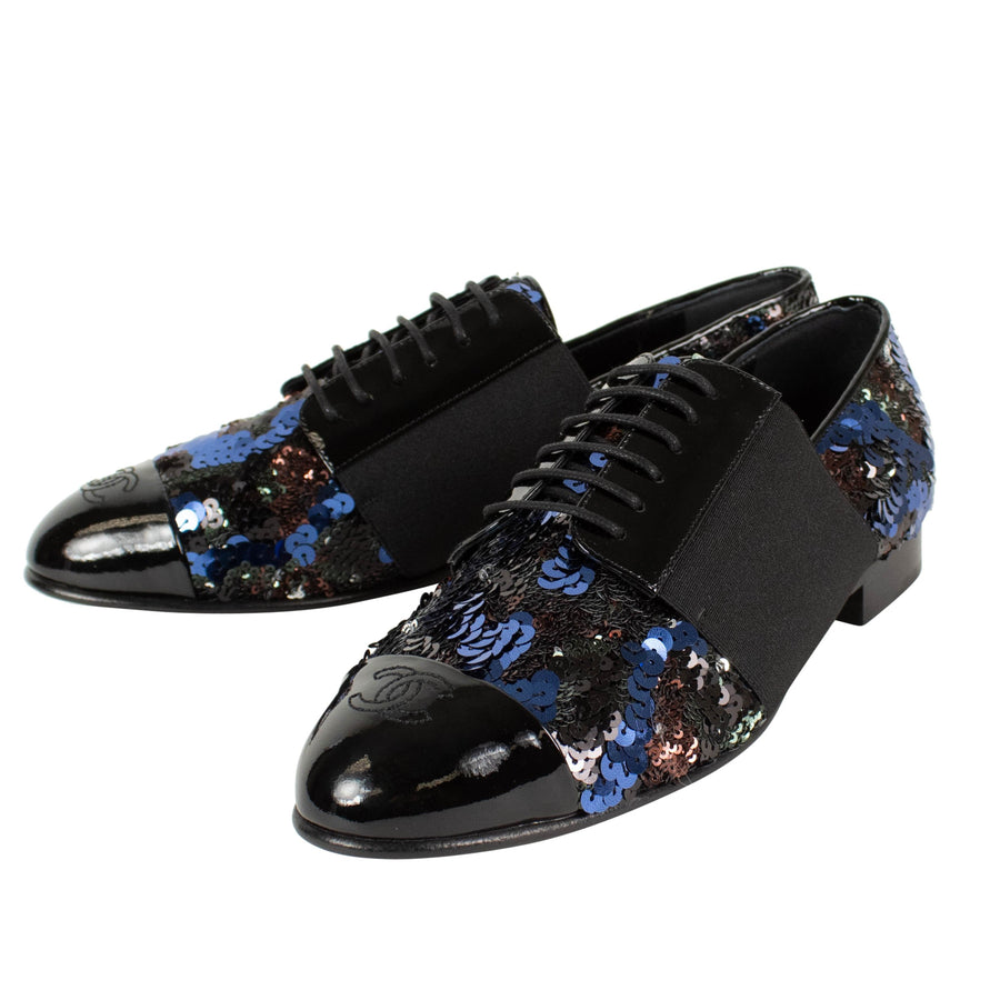 Sequin Cap Toe Leather Oxfords - Multi