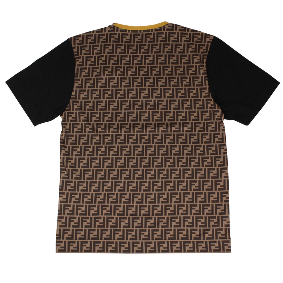 Fendi Mania Logo Graphic T-Shirt - Brown / Yellow