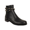 Textured Leather Beatle Ankle Boot - Black