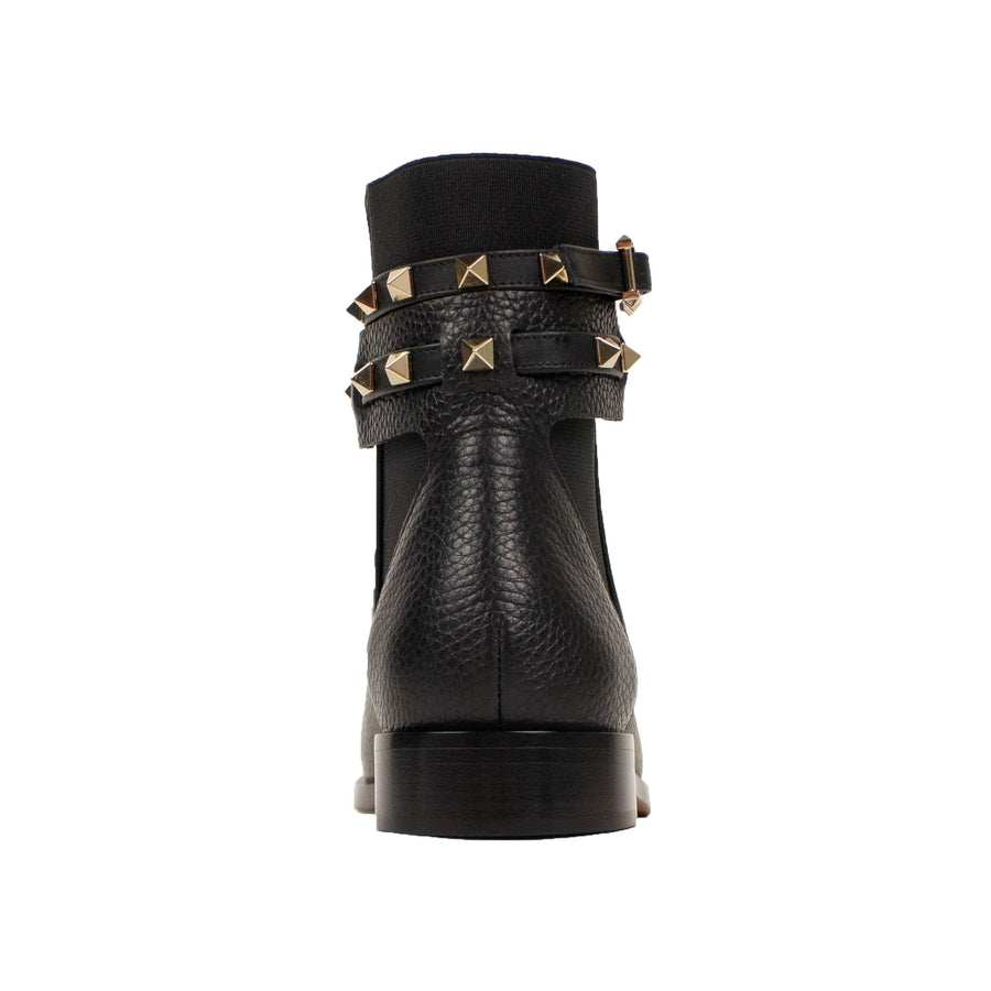 Textured Leather Beatle Ankle Boot - Black