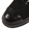 Quilted Canvas & Leather Lace Up Sneakers - Black