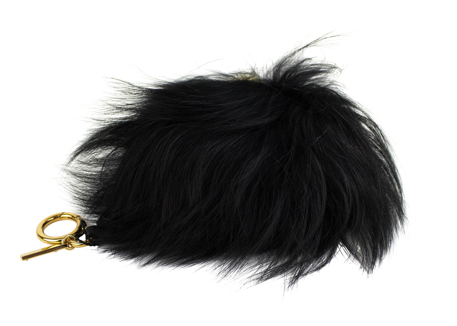 Fur Monster Ball Handbag Charm - Black / Yellow