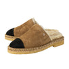 Suede Shearling Mules Slippers - Brown / Black