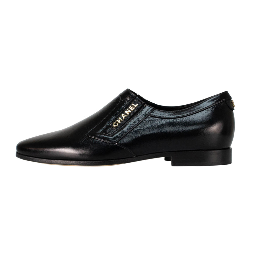 Crumpled Calfskin Leather Moccasins Loafers - Black