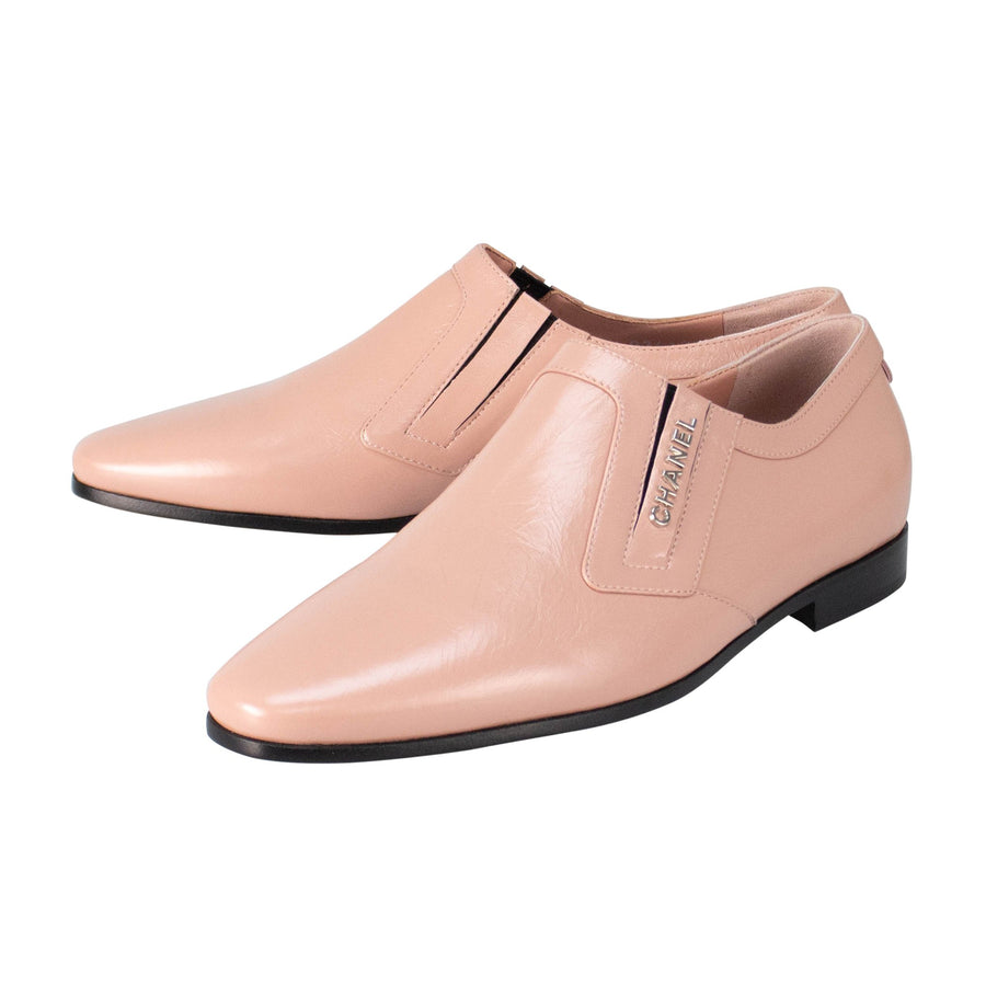 Crumpled Calfskin Leather Moccasins Loafers - Pink