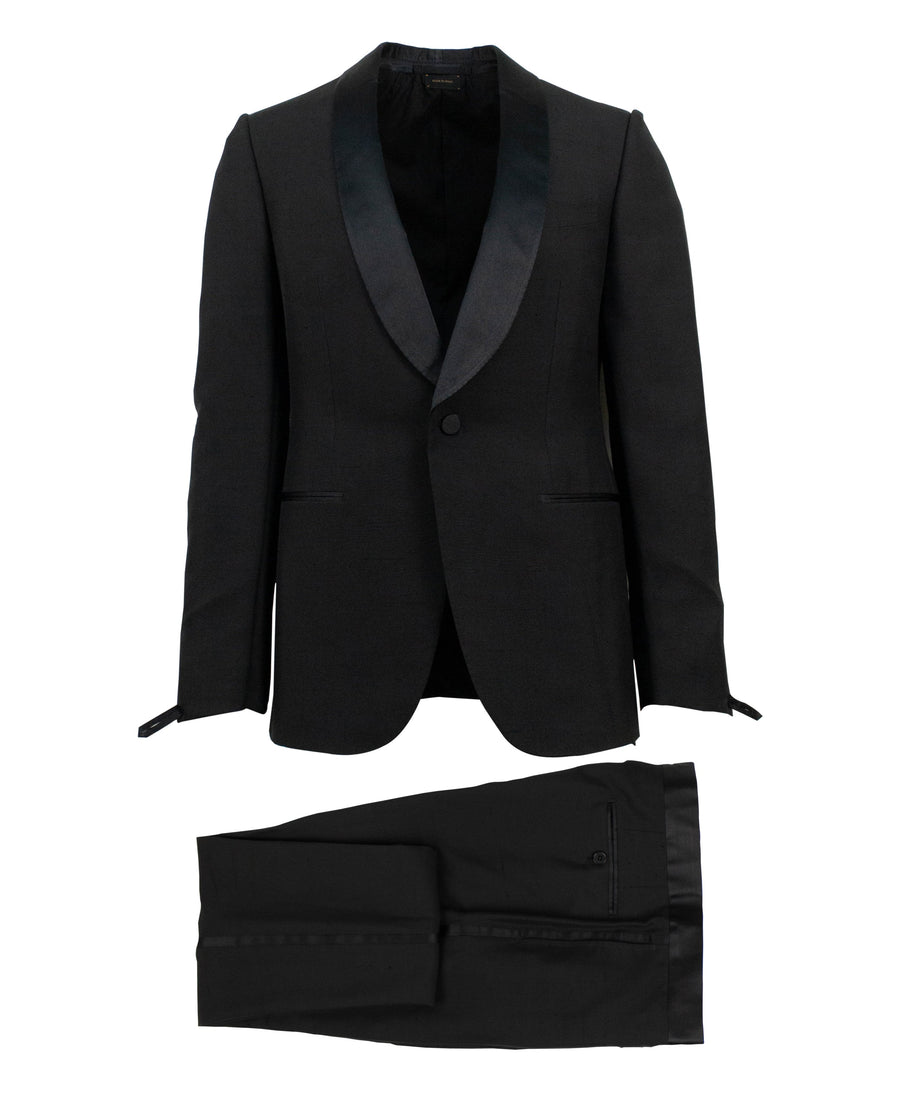 Silk One Button Tuxedo - Black