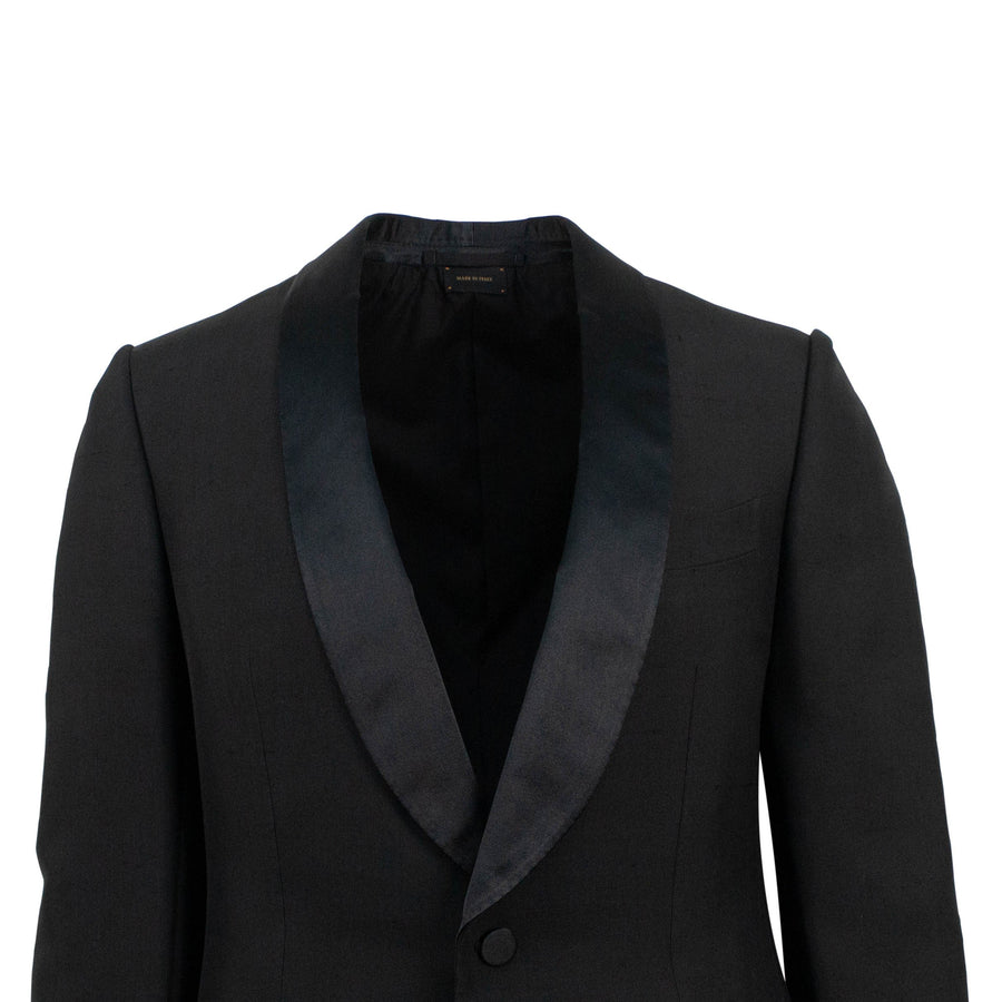 Silk One Button Tuxedo - Black