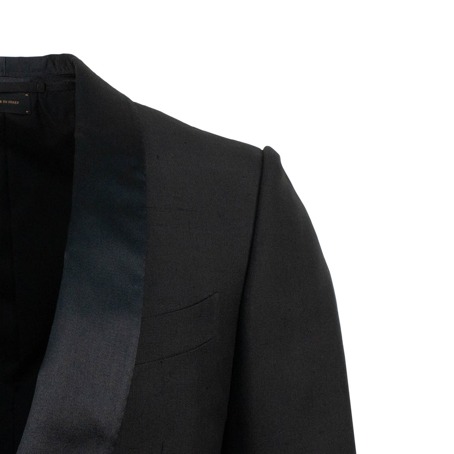 Silk One Button Tuxedo - Black