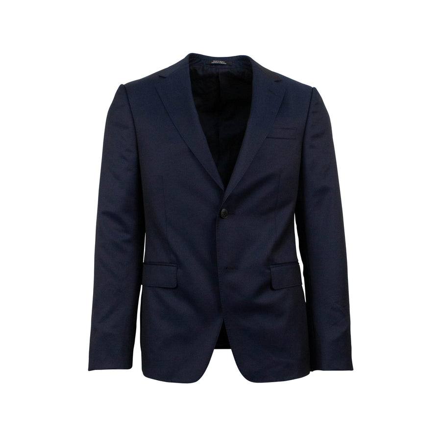 Wool Blend Two Button Suit - Navy Blue