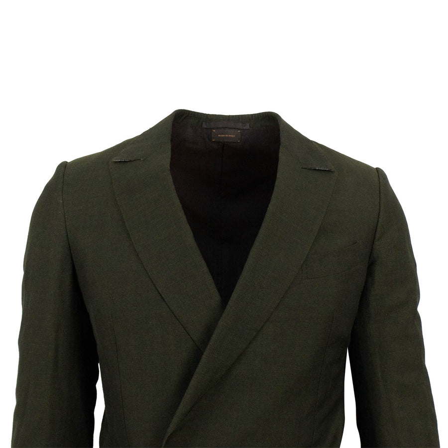 Linen Double Breasted Suit - Green