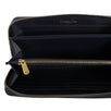 Leather Zip-Around Wallet Clutch - Deep Blue