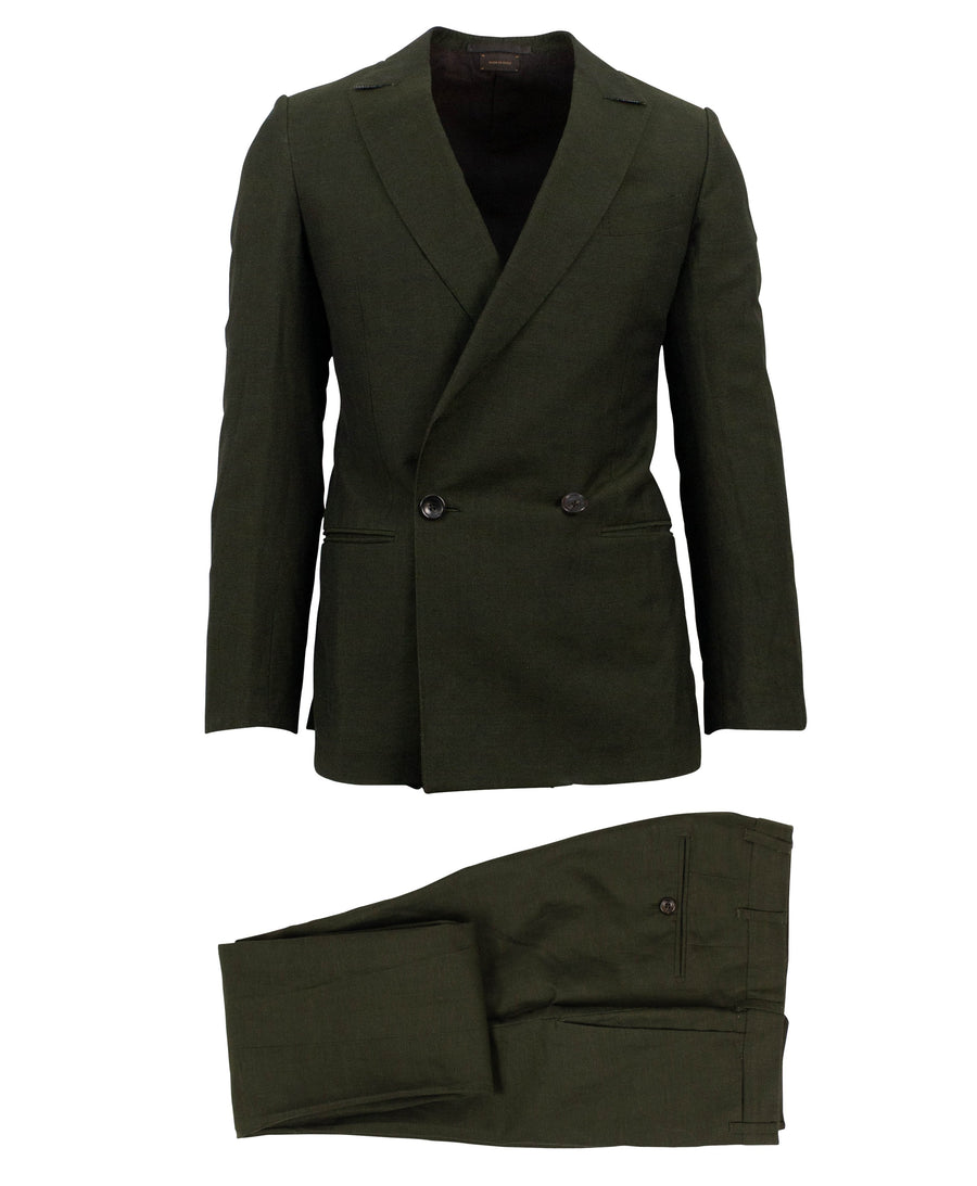 Linen Double Breasted Suit - Green