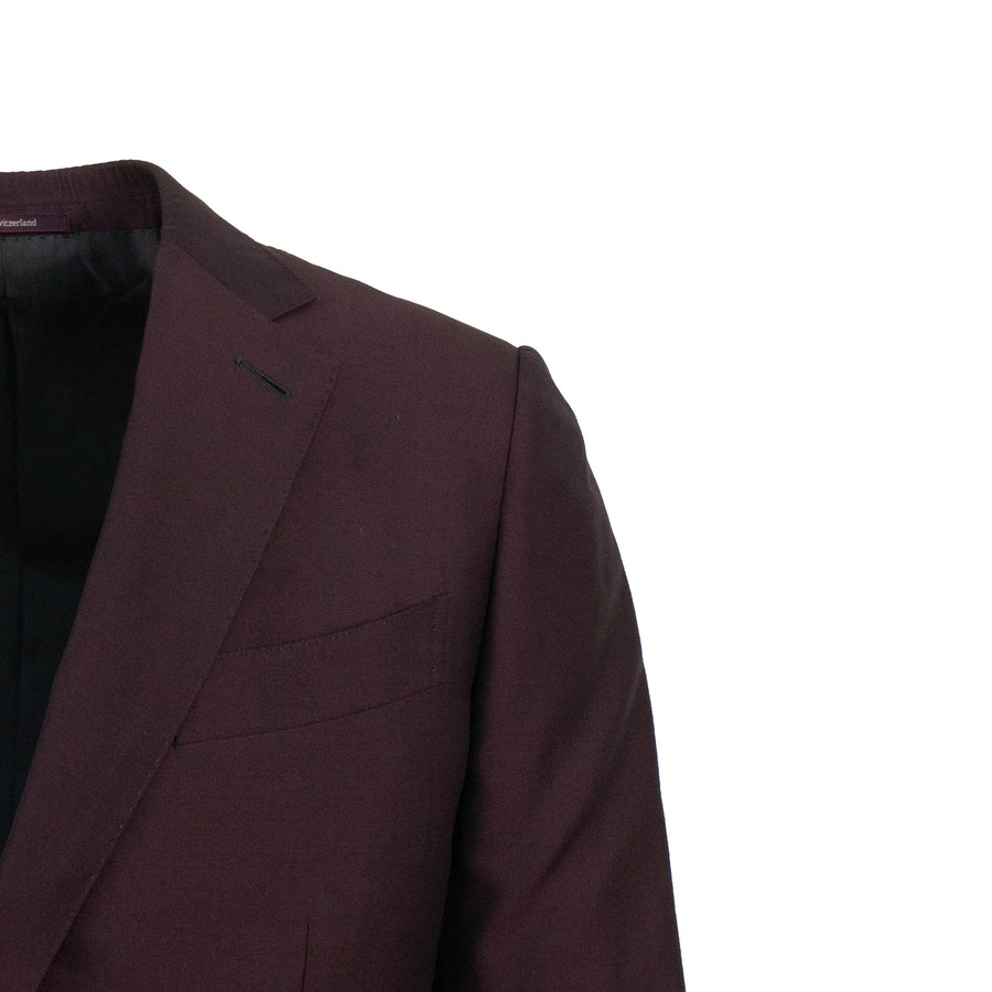 Wool Blend Two Button Suit - Maroon