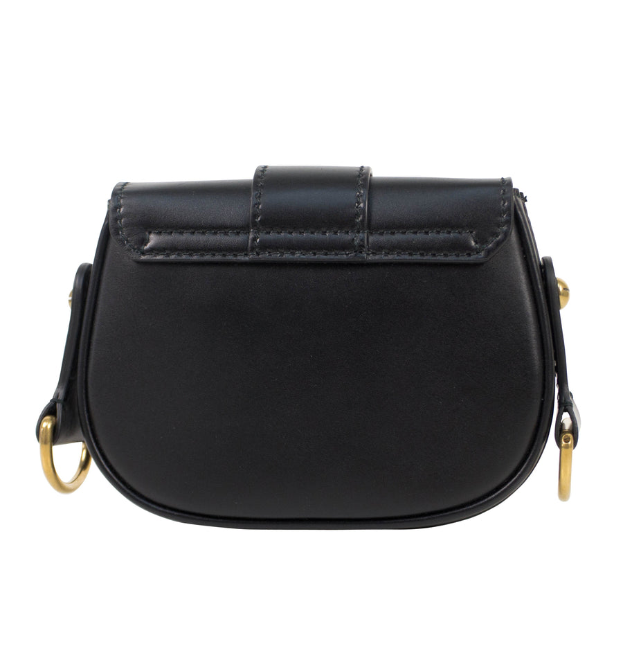 Leather Mini Shoulder Strap Bag - Black