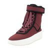 Military Sneaker Ankle Strap Hi-Top Sneakers - Burgundy