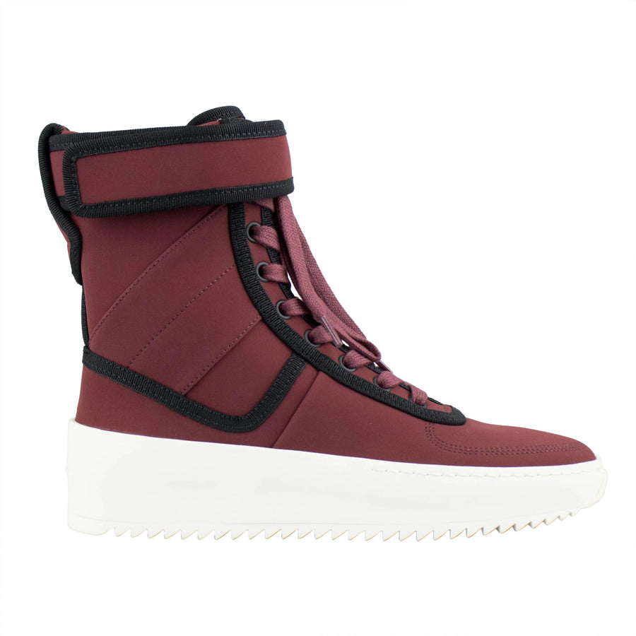 Military Sneaker Ankle Strap Hi-Top Sneakers - Burgundy