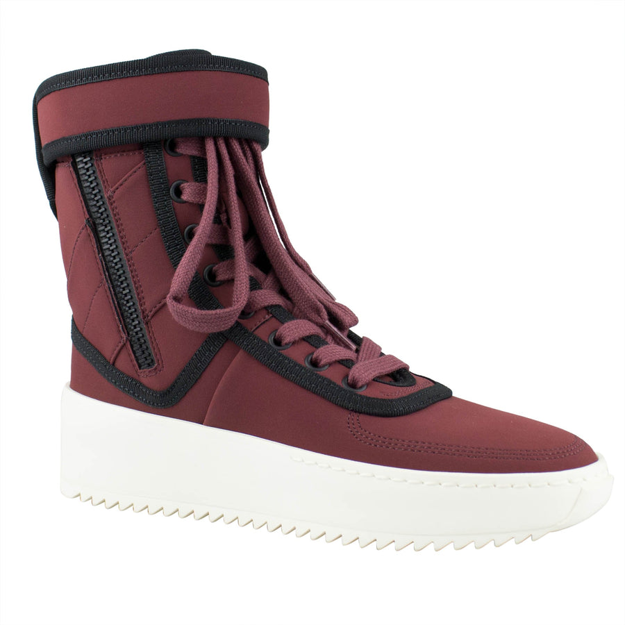 Military Sneaker Ankle Strap Hi-Top Sneakers - Burgundy