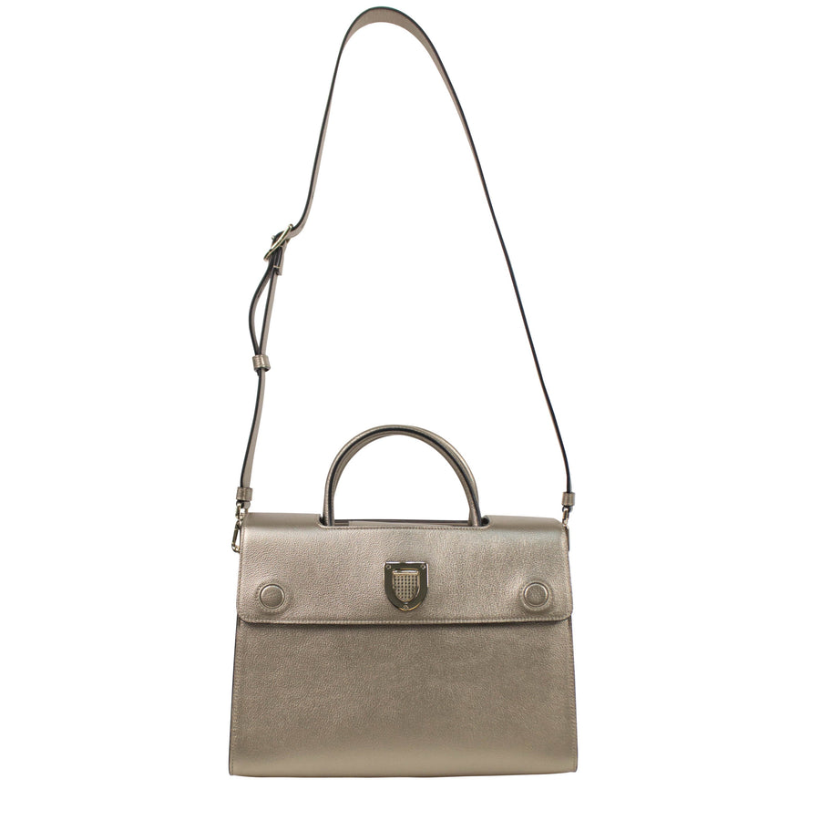 Diorever Leather Tote Shoulder Bag - Gold