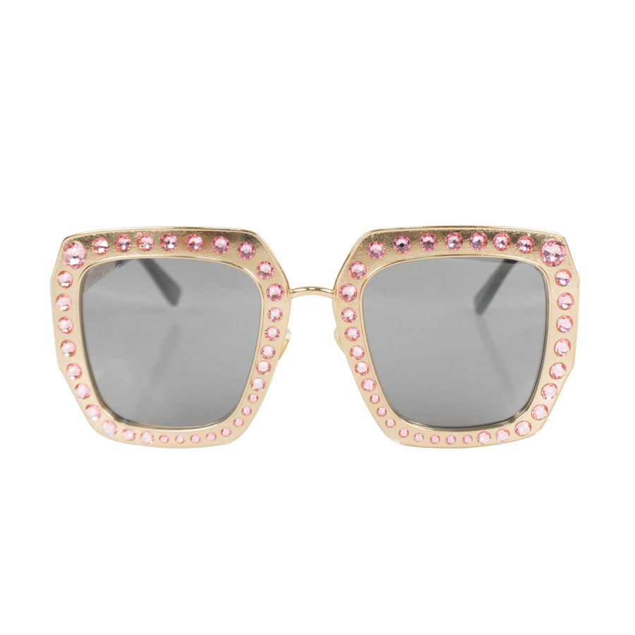 Crystal Encrusted Oversized Square Sunglasses