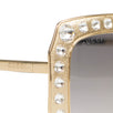 Crystal Encrusted Oversized Square Frame Sunglasses - Gold