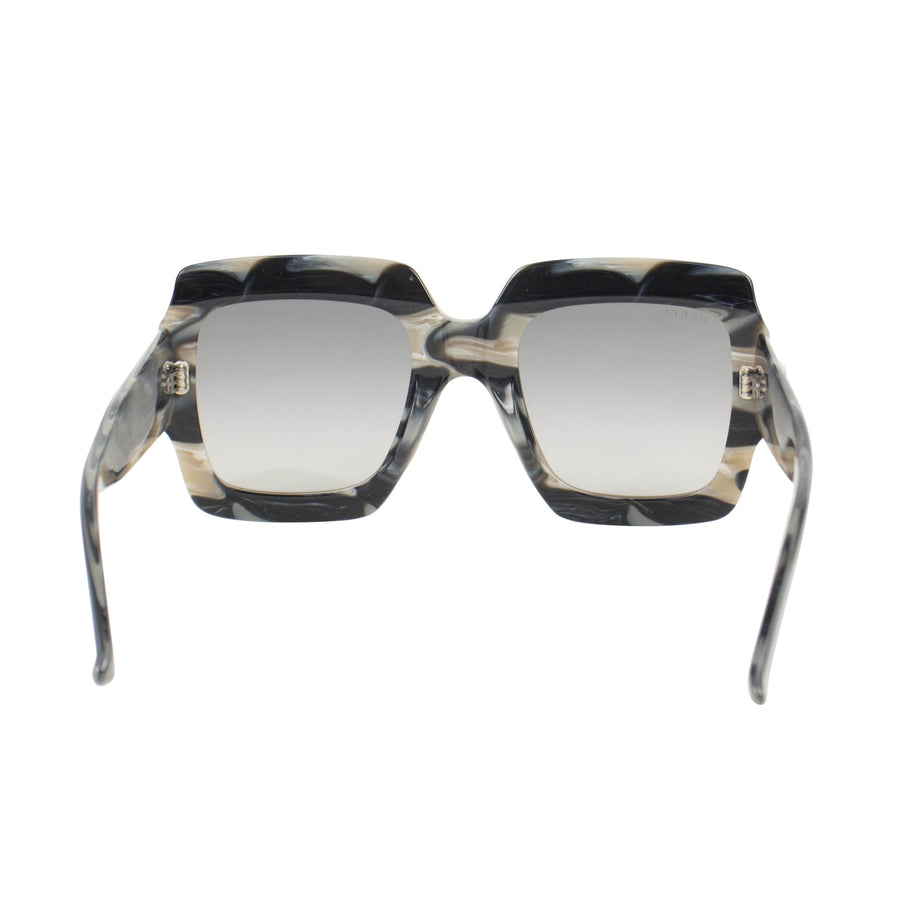 Crystal Encrusted Square Frame Sunglasses - Gray