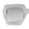 Crystal Encrusted Square Frame Sunglasses - Gray