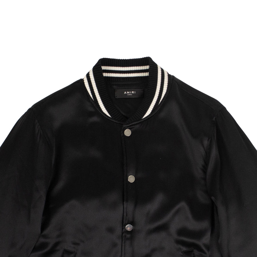 Silk Baseball Bomber Jacket - Black