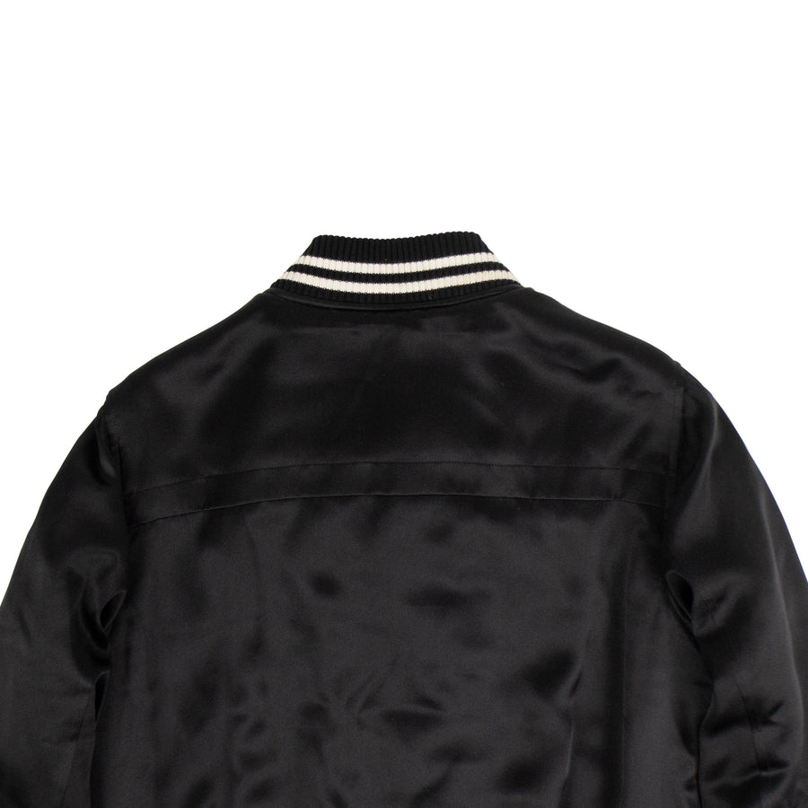 Silk Baseball Bomber Jacket - Black