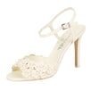 Lambskin Leather Floral Sandal Pumps - Ivory