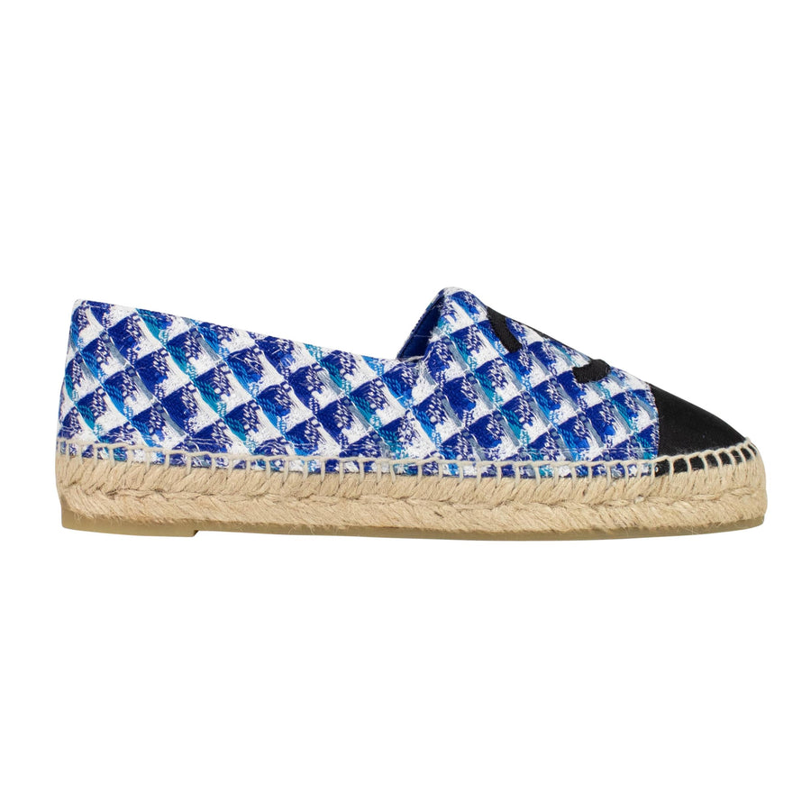 Tweed Logo Cap Toe Espadrilles - Blue