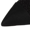 Fan Goatskin Suede Cap Toe Kitten Pumps - Black