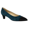 Calfskin Suede Cap Toe Kitten Pumps - Blue