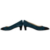 Calfskin Suede Cap Toe Kitten Pumps - Blue