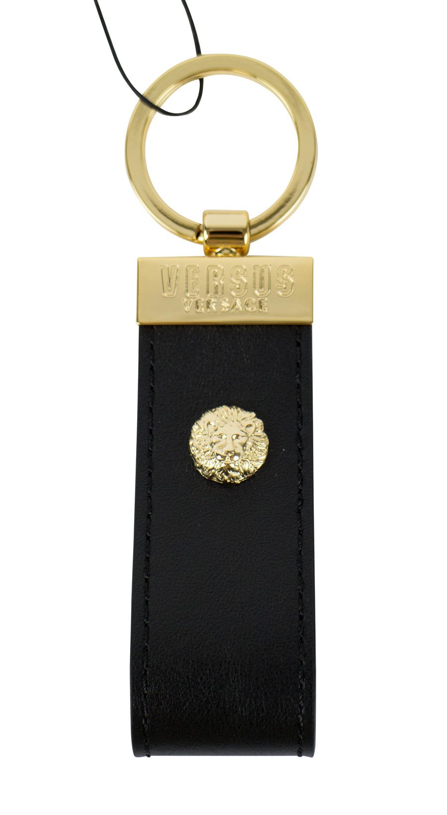 Leather Lion Head Key Ring - Black