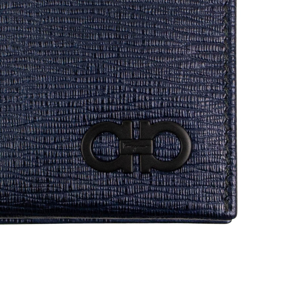 'Revival' Gancini Fold-Over Wallet - Navy Blue