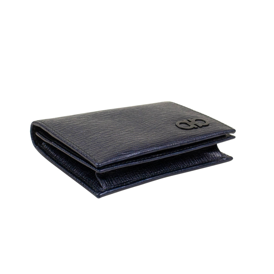 'Revival' Gancini Fold-Over Wallet - Navy Blue