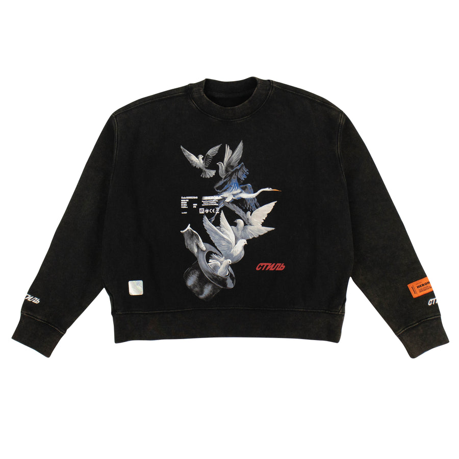 Cotton Doves Printed Sweatshirt - Black