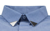 Cotton Button Down Metal Collar Shirt - Blue