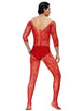 Fishnet & Lace Crotchless Floral Red Bodystockings For Men