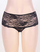 Black Open Crotch Floral Lace Panty