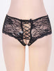 Black Open Crotch Floral Lace Panty