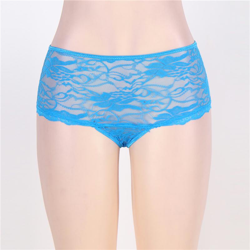 Hot Blue Lace Open Crotch Panty