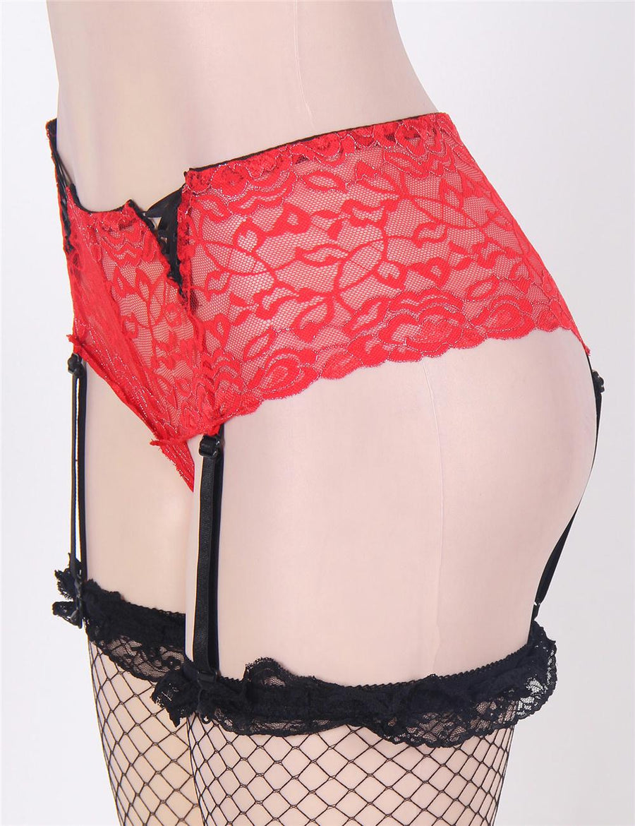 Crotchless Lace Garter Short