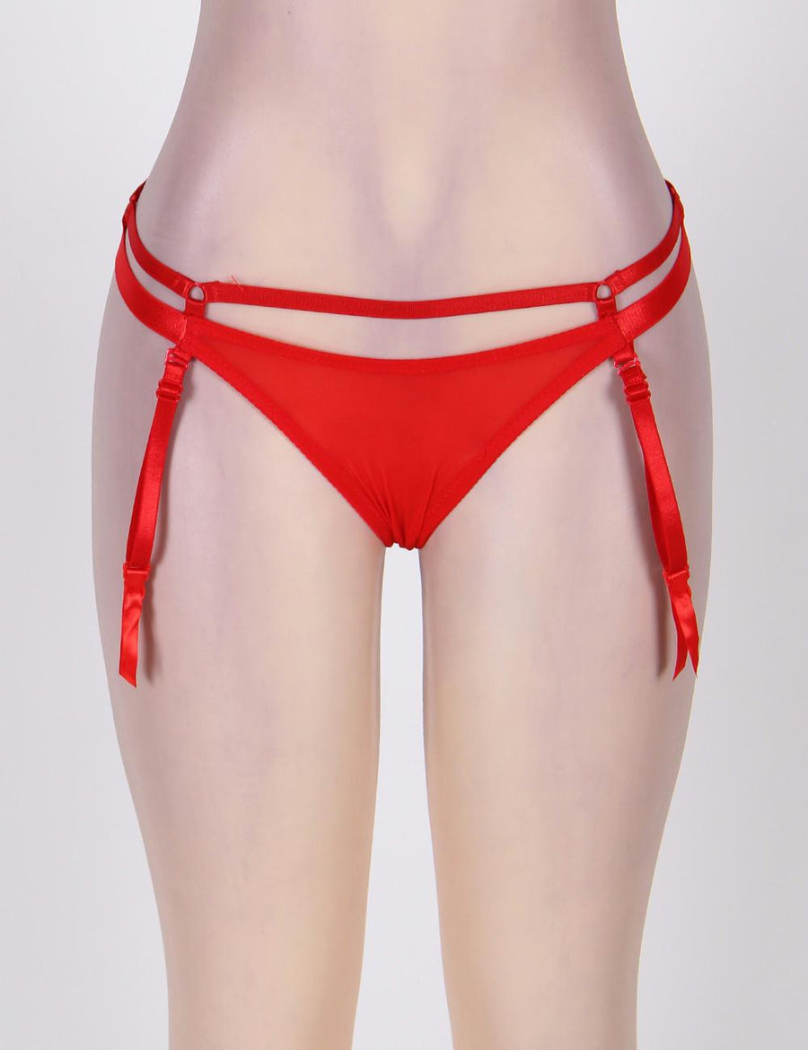 Bright Red Brief Double Straps Garter