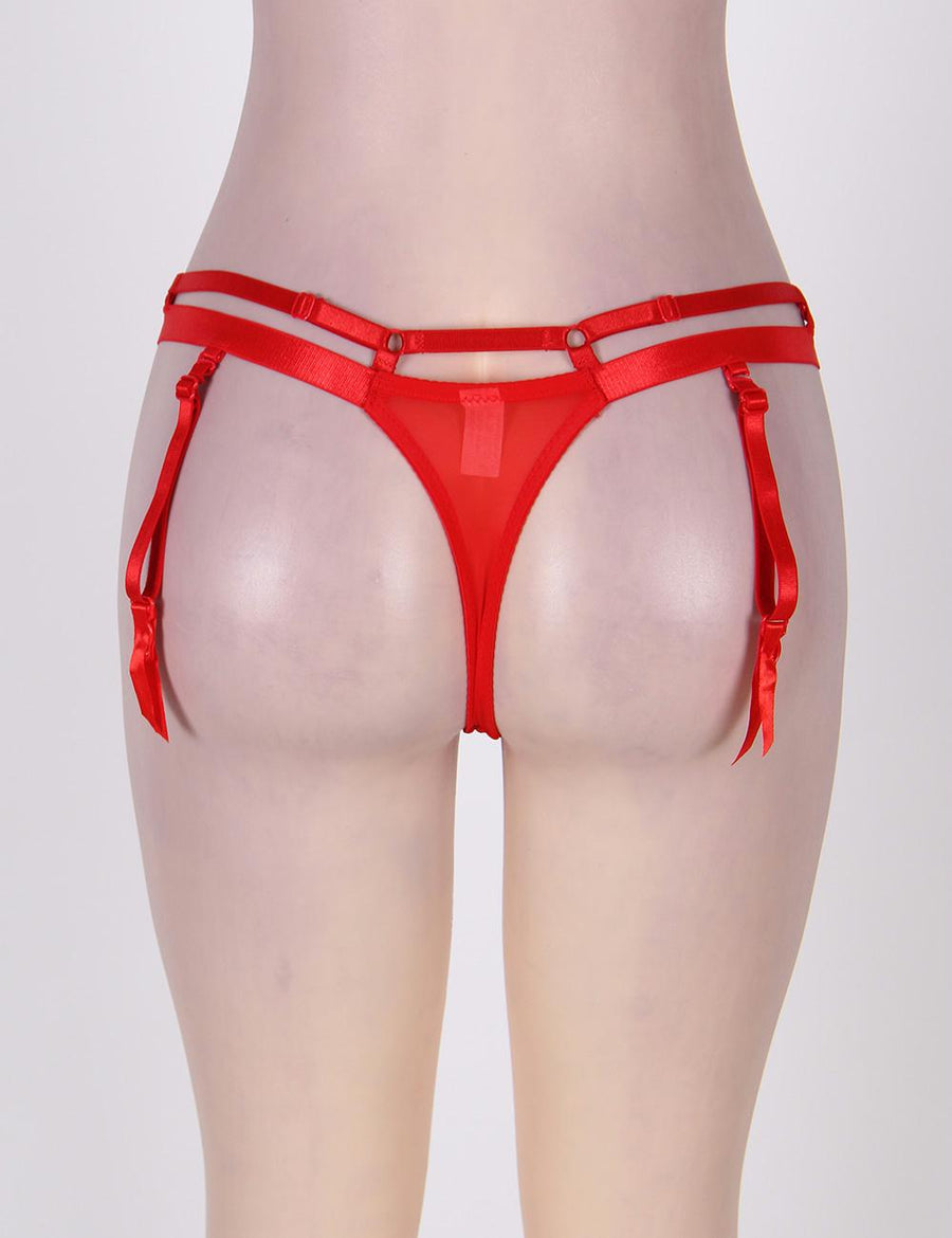 Bright Red Brief Double Straps Garter