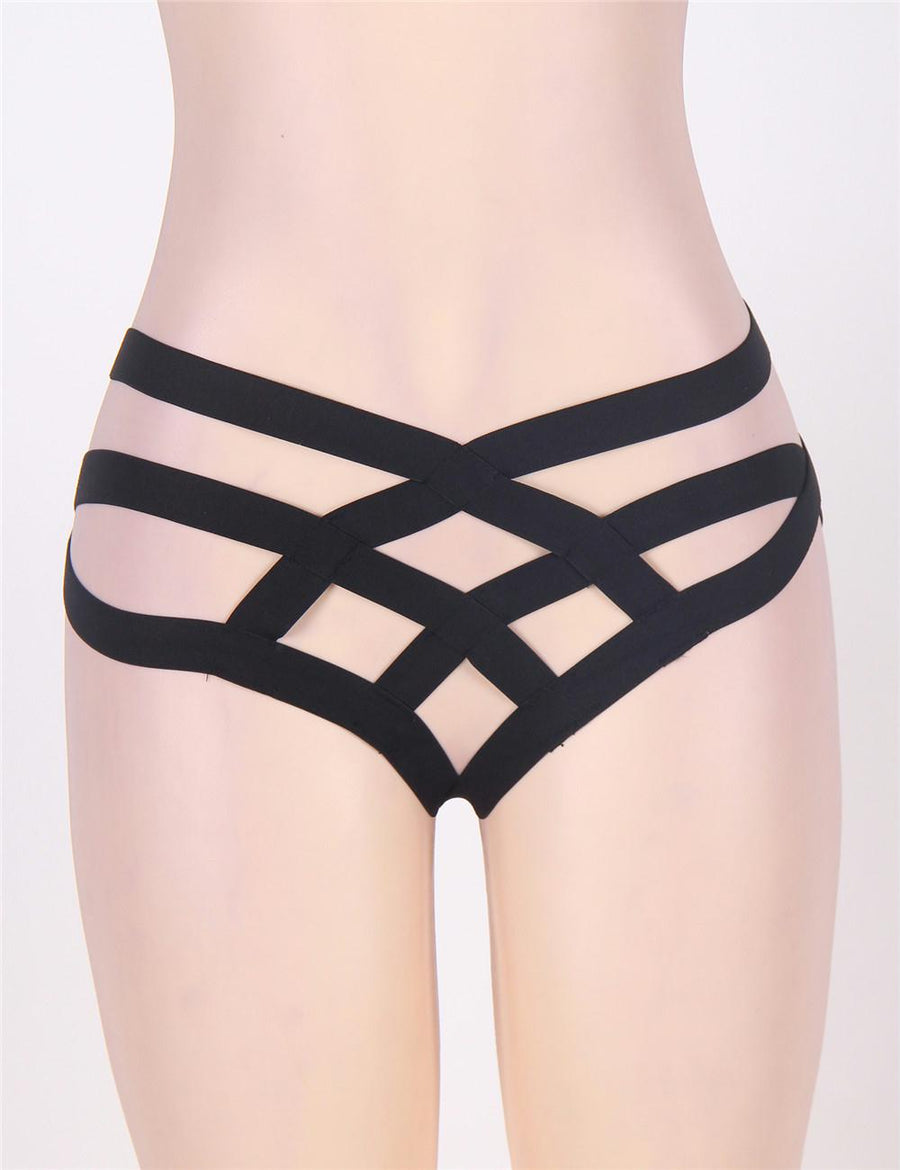 Black Cage Bandage Brief Thong