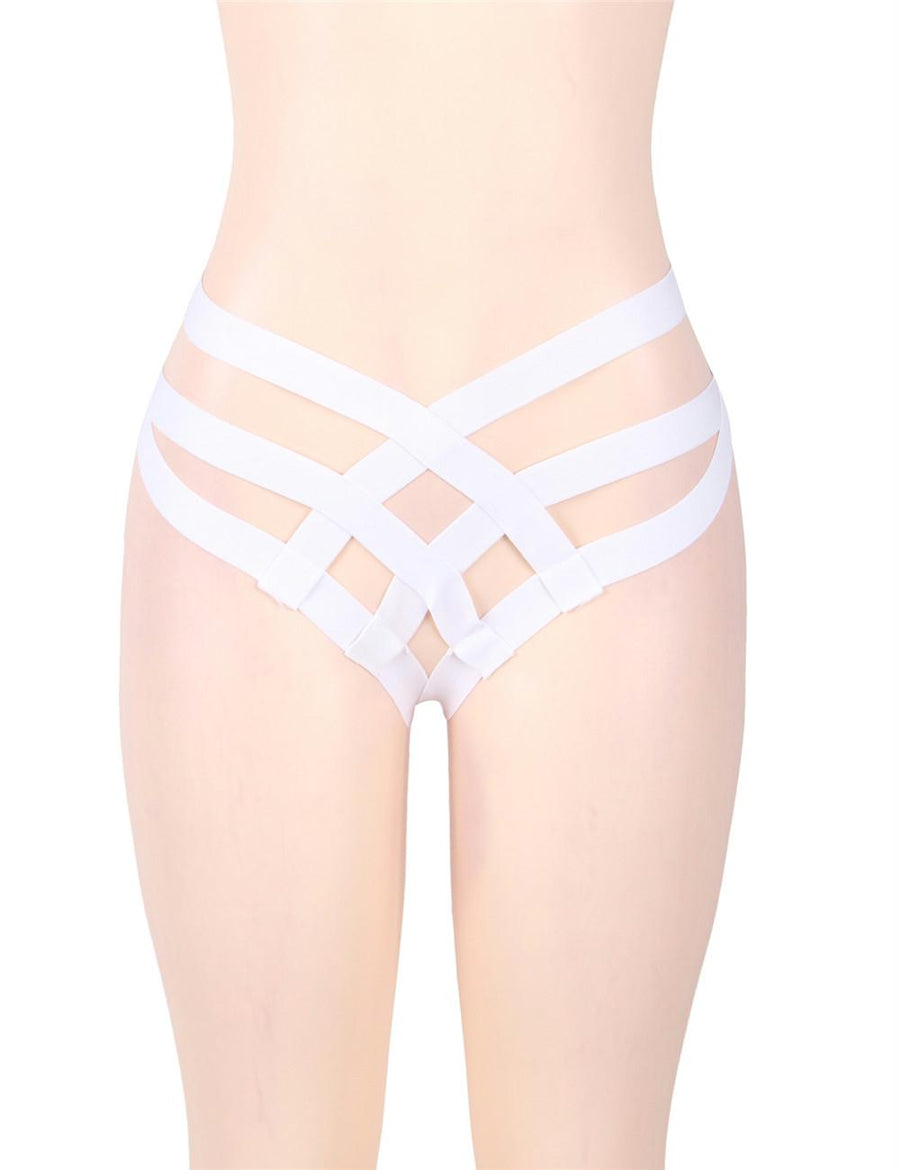 White Cage Bandage Brief Thong