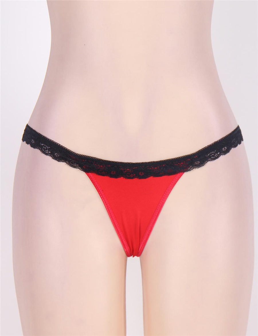 Red Heartbreaker Open Back Lace Trimmed Panty