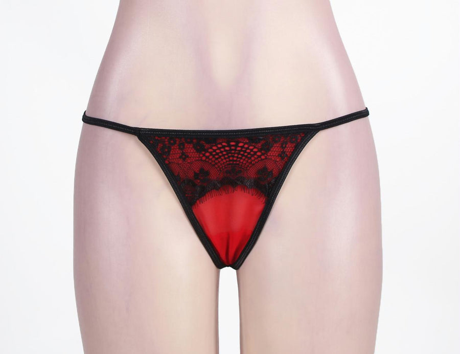 Plus Size Red Lace Garter Panty