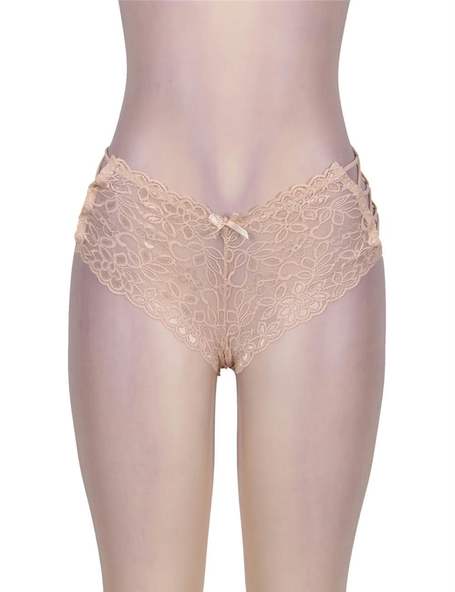 Nude Floral Lace High Waist Sexy Panty